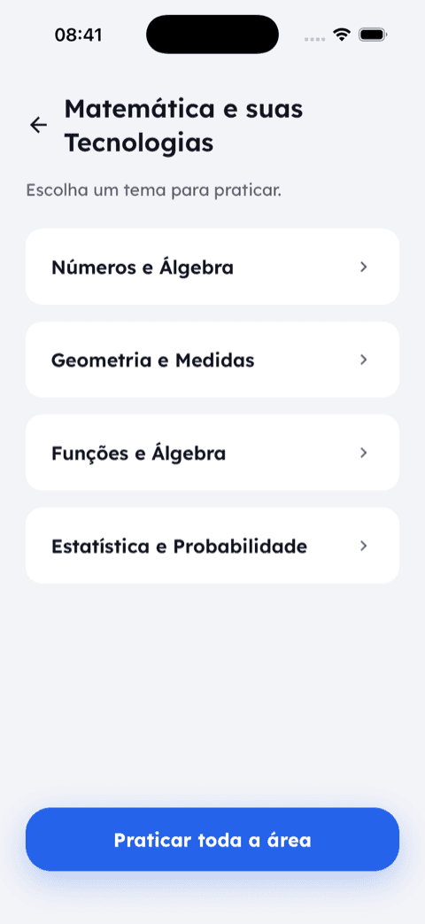Free practice by subject area and topic.
